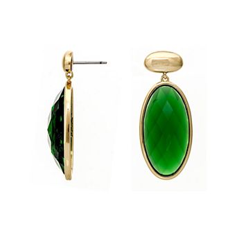 Rivka Friedman 18K Gold Plated Faceted Kelly Green Drop Earrings