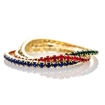 Rivka Friedman 18K Gold Plated Multi-Color CZ Stretch Bracelet