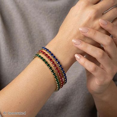 Rivka Friedman 18K Gold Plated Multi-Color CZ Stretch Bracelet