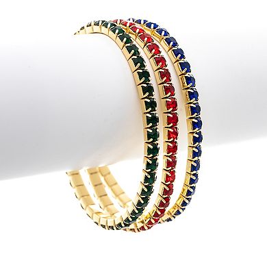 Rivka Friedman 18K Gold Plated Multi-Color CZ Stretch Bracelet