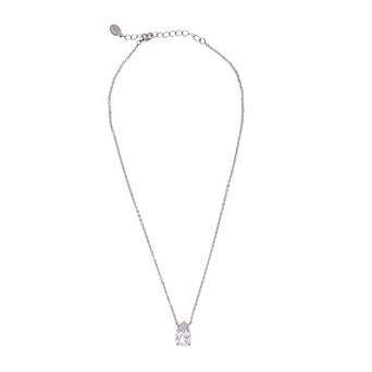 Rivka Friedman Rhodium Plated Pear CZ Solitaire Necklace