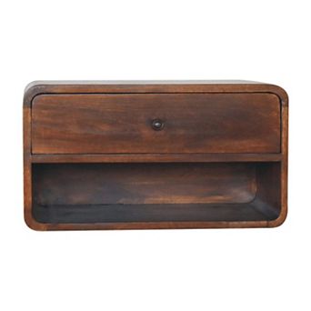 22" Brown Solid Wood One Drawer Floating Nightstand