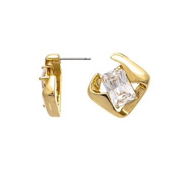 Rivka Friedman 18K Gold Plated Cubic Zirconia Sculptural Stud Earrings