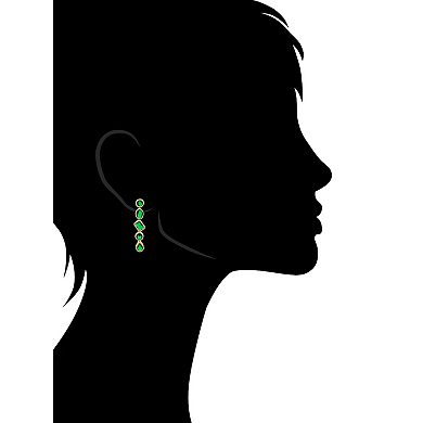 Rivka Friedman 18K Gold-Plated Bezel Set Multi-Shape Green CZ Drop Earrings