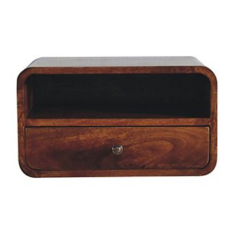 18" Brown Solid Wood One Drawer Floating Nightstand