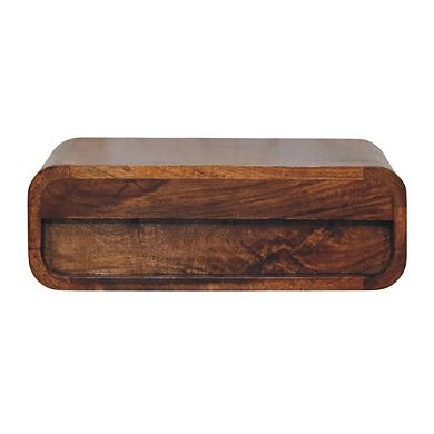 18" Chestnut Solid Wood Distressed One Drawer Floating Nightstand