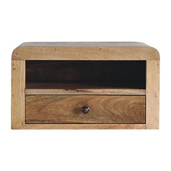 18" Brown Solid Wood One Drawer Floating Nightstand