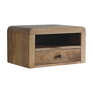 18" Brown Solid Wood One Drawer Floating Nightstand