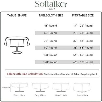 60" Round Tablecloth Waterproof Stain-Resistant Washable Polyester