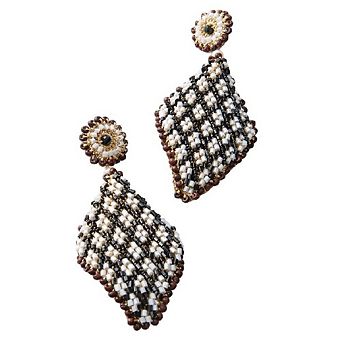 Beaded Gingham Earrings