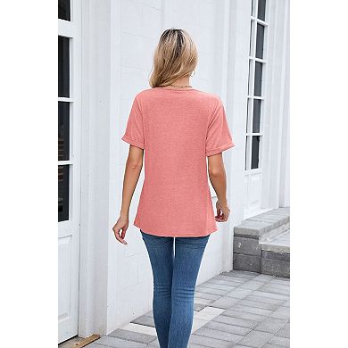 Womens Fashion Summer Tops Short Sleeve Basic Casual V Neck T Shirts