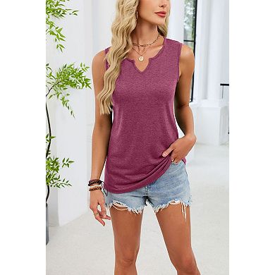 Womens V-Neck Tank Top Casual Solid Color Relaxed Fit Basic Vest Lightweight Comfy Sleeveless Shirts