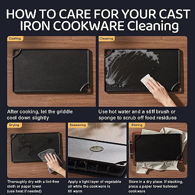 Reversible Grill/Griddle, Rectangular Non-Stick Stovetop Griddle with Handles