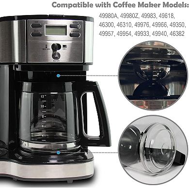 12-Cup Heat Resistant Glass Coffee Carafe, Dripless Spout Replacement Pot, Black
