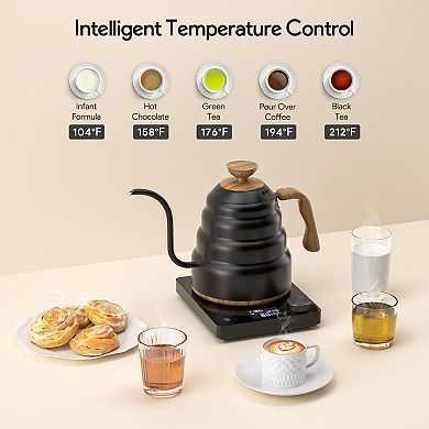 Electric Gooseneck Kettle, Fast Heating & Intelligent Temp Control for Daily Use