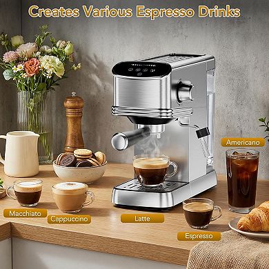 Espresso machine, compact espresso machine with steam milk cream