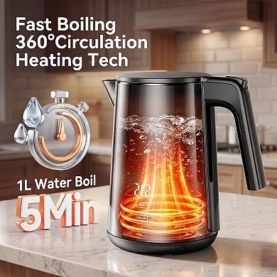 Electric Water Kettle with Digital Display, Temp Control, Auto Shut Off for Home Office