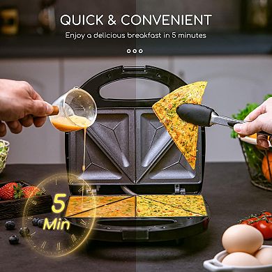 2in1 Sandwich Maker Panini Press Grill with Nonstick Plates,with Easy Cut Edges