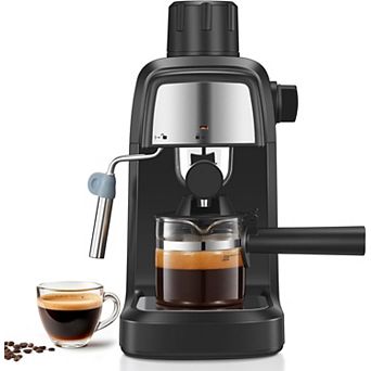 Compact coffee machine with steam stick, suitable for home and office use