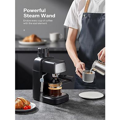 Compact coffee machine with steam stick, suitable for home and office use
