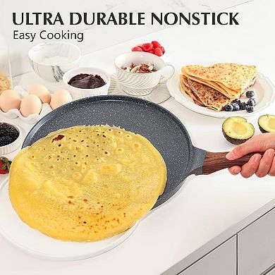 Nonstick Crepe Pan, Granite Coating Dosa Pan Pancake Flat Skillet