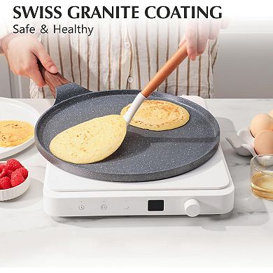 Nonstick Crepe Pan, Granite Coating Dosa Pan Pancake Flat Skillet