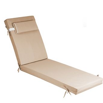 Chaise Lounge Cushion with Ties, 80"x26"x3" Waterproof Outdoor Replacement for Lawn & Pool
