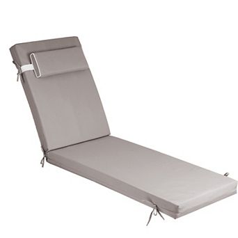Chaise Lounge Cushion with Ties, 80"x26"x3" Waterproof Outdoor Replacement for Lawn & Pool