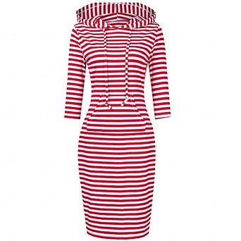 Women's Long Sleeve Solid Pullover Maxi Hoodie Dress Casual Sweatshirt Dresses with Pocket