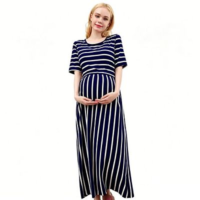 fashionable nursing dresses Jamicy Women's Dress Fashion Casual Solid Color Short Sleeve Breastfeeding Clothing Pregnant Nursing Dresses for Breastfeeding, Size: Large, Orange