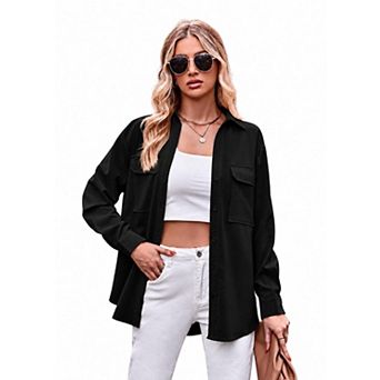 Women's Long Sleeve Button Down Shirt with Pocket Casual T-Shirt Tops