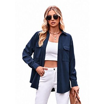 Women's Long Sleeve Button Down Shirt with Pocket Casual T-Shirt Tops