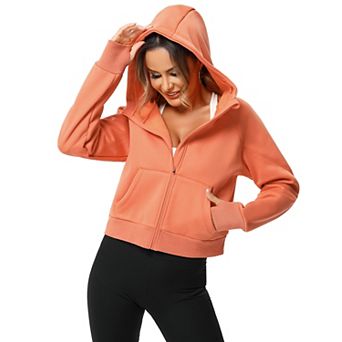 Women's Long Sleeve Hoodie Zip Up with Side Pockets Casual Sweatshirt Tops