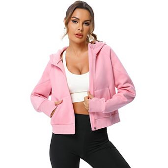 Women's Long Sleeve Hoodie Zip Up with Side Pockets Casual Sweatshirt Tops