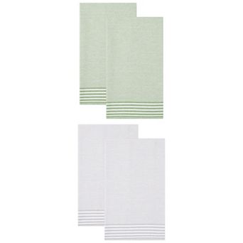 4 Packs Striped Soft Absorbent Dish Towels, Reusable Machine Washable Kitchen Hand Towels 26" x 18"
