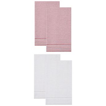 4 Packs Striped Soft Absorbent Dish Towels, Reusable Machine Washable Kitchen Hand Towels 26" x 18"