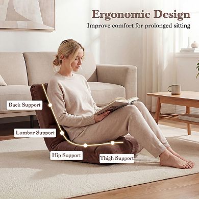Costway Floor Sofas & Couches with Back Support, 14-Position Adjustable Back, Thick Sponge Padding