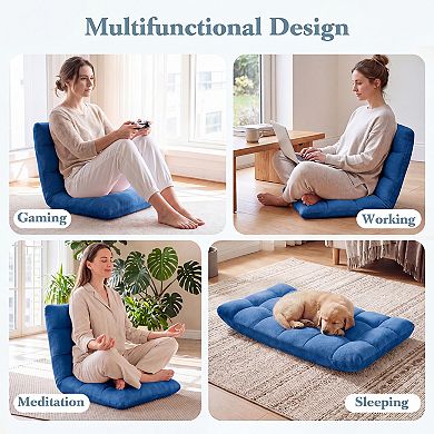 Costway Floor Sofas & Couches with Back Support, 14-Position Adjustable Back, Thick Sponge Padding