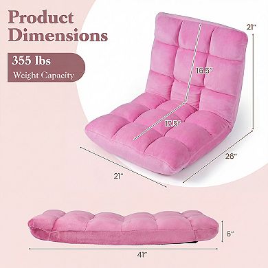 Costway Floor Sofas & Couches with Back Support, 14-Position Adjustable Back, Thick Sponge Padding