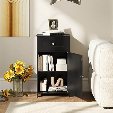 Costway Floor Storage Cabinet Bathroom Organizer Cupboard Drawer Shelf Bath Towel