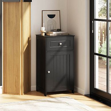 Costway Floor Storage Cabinet Bathroom Organizer Cupboard Drawer Shelf Bath Towel