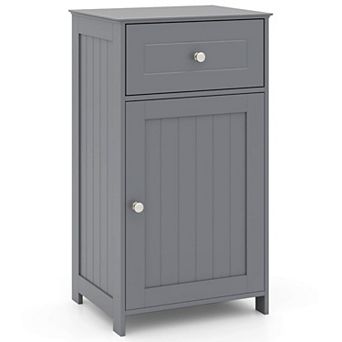 Costway Floor Storage Cabinet Bathroom Organizer Cupboard Drawer Shelf Bath Towel