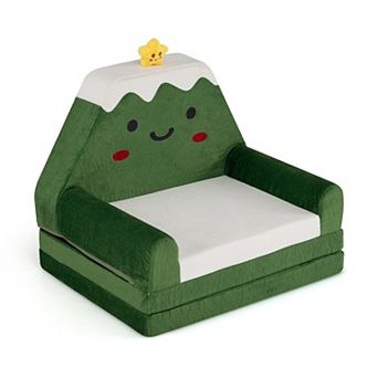 Costway 2-in-1 Convertible Kids Sofa to Lounger Fold Out Toddler Couch with Removable Cover