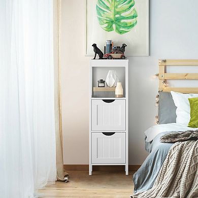 Costway Bathroom Floor Cabinet Freestanding Side Storage Organizer with 2 Removable Drawers