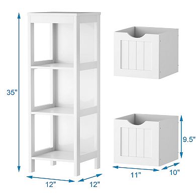 Costway Bathroom Floor Cabinet Freestanding Side Storage Organizer with 2 Removable Drawers