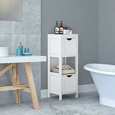 Costway Bathroom Floor Cabinet Freestanding Side Storage Organizer with 2 Removable Drawers
