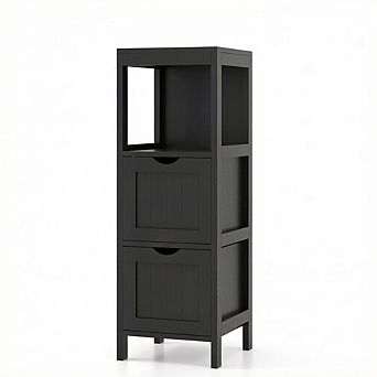 Costway Bathroom Floor Cabinet Freestanding Side Storage Organizer with 2 Removable Drawers