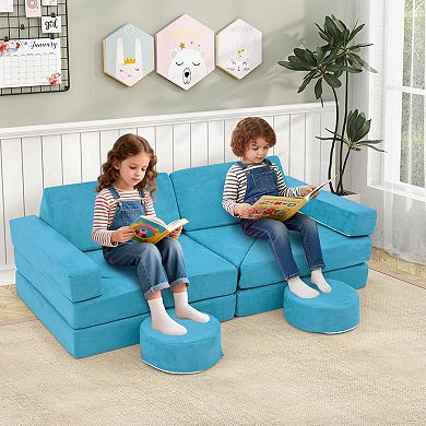 Costway 14 PCS Modular Kids Play Couch Child Sectional Sofa Toddler Soft Playset
