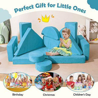Costway 14 PCS Modular Kids Play Couch Child Sectional Sofa Toddler Soft Playset