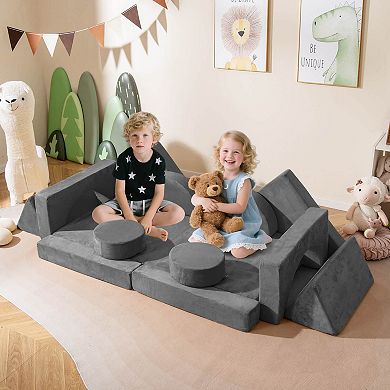 Costway 14 PCS Modular Kids Play Couch Child Sectional Sofa Toddler Soft Playset